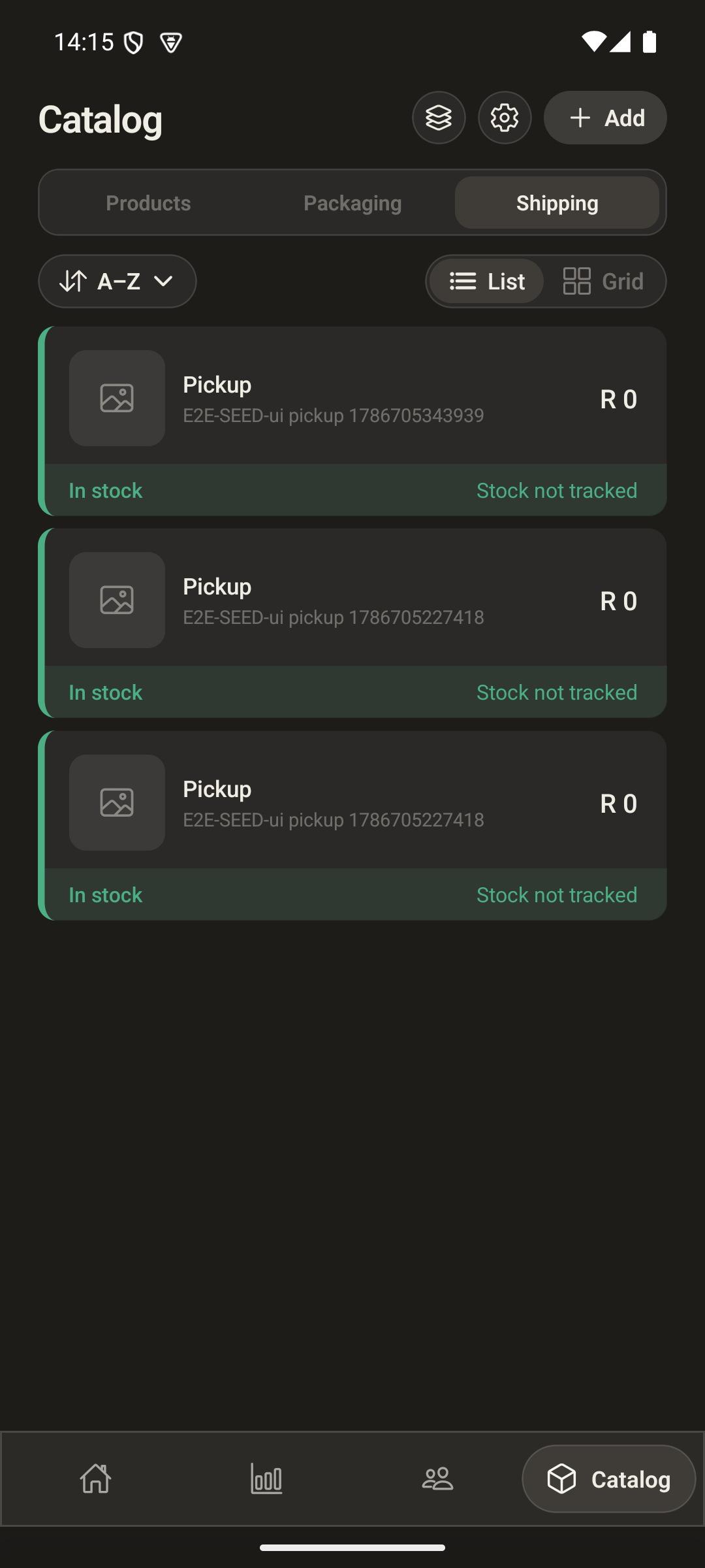 Catalog shipping options in Vlyt.
